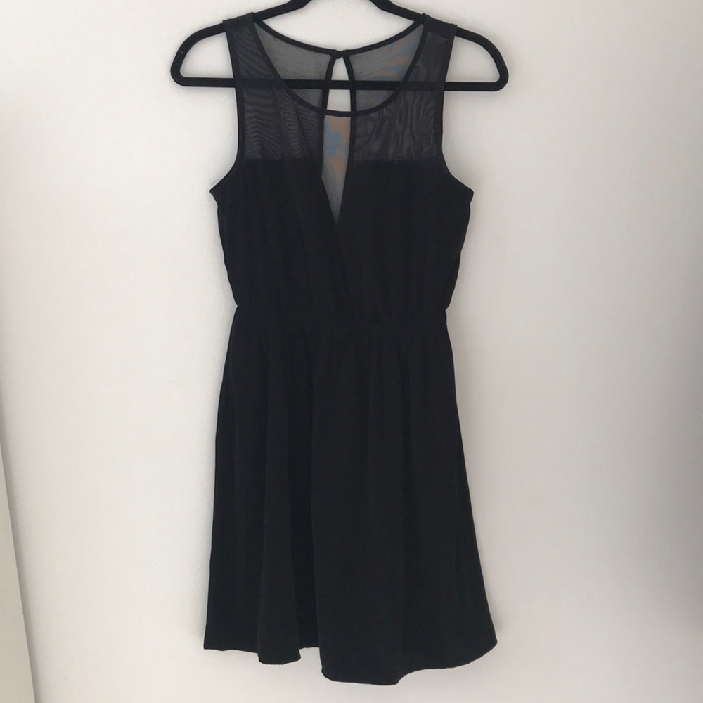 LUSH black mini dress with netted detail